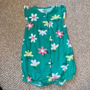 Carters 18 month green floral flower romper